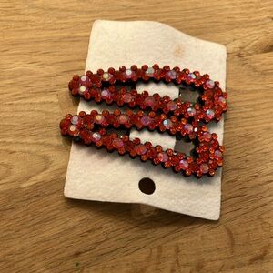 Free People Red sequin Hair clips